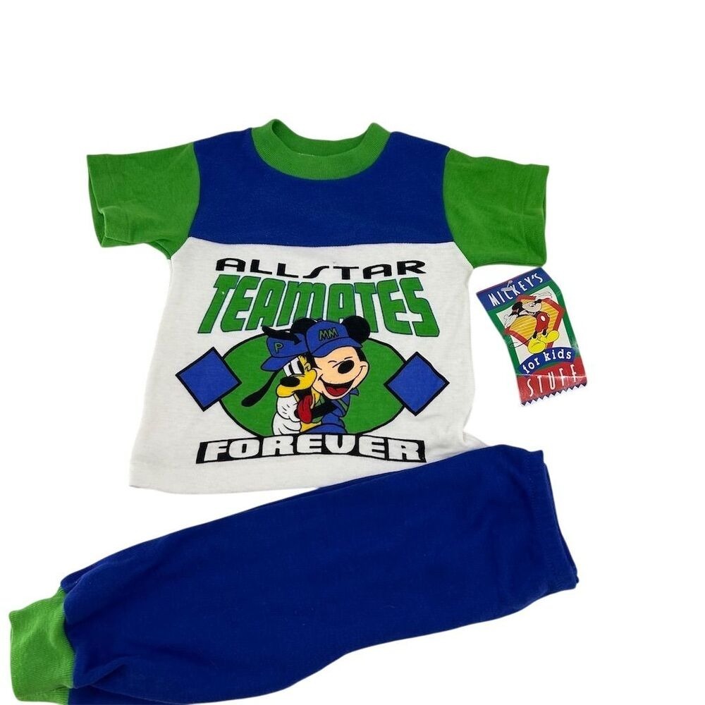 Vintage Mickey Mouse Pajama Set 18M Disney All-Star Teammates NWT